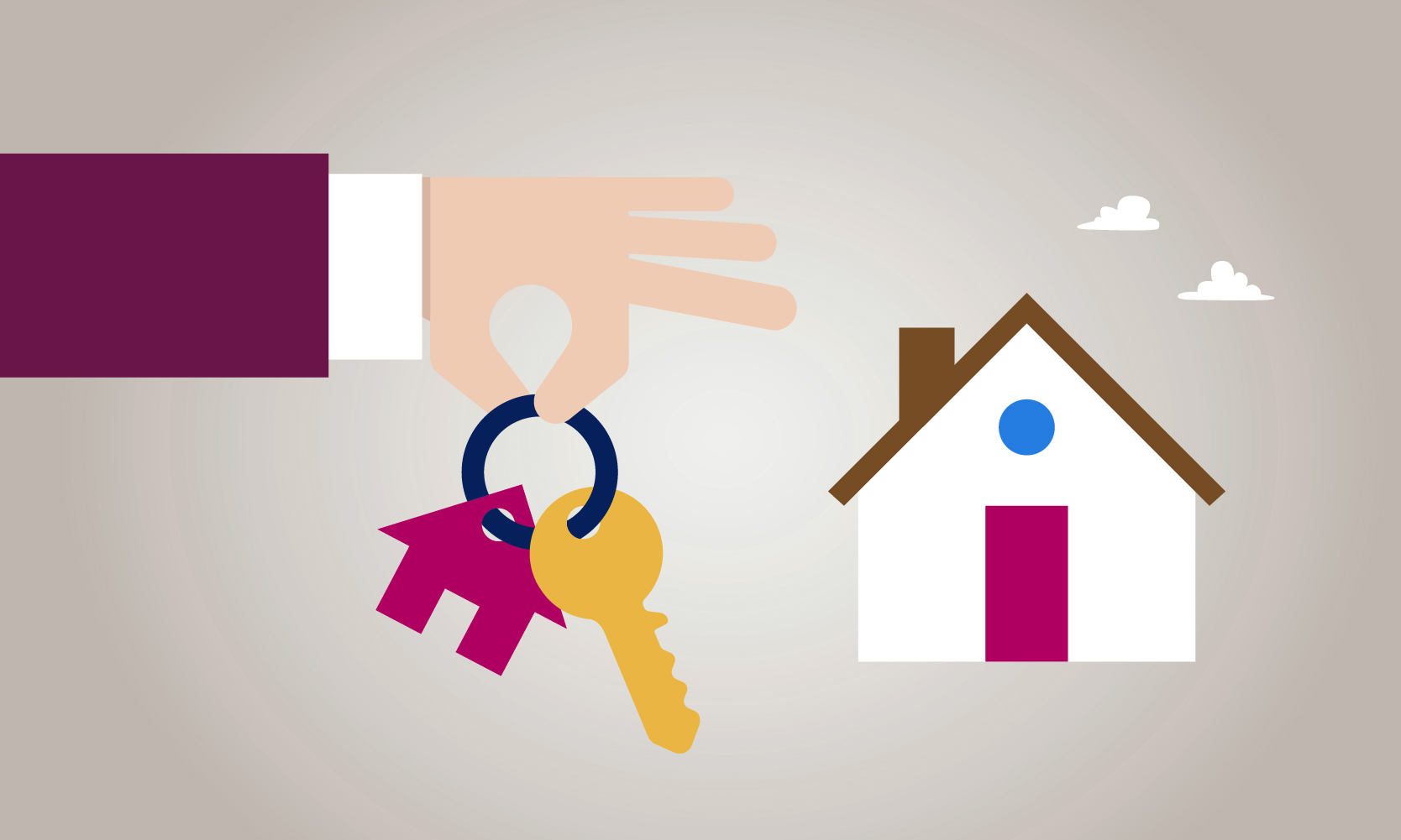 Illustrasjon: hus og nøkkel